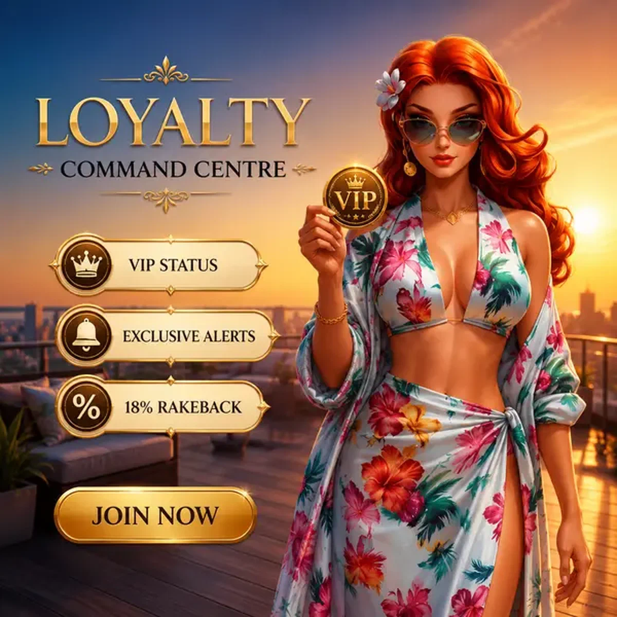 VIP player presenting golden loyalty badge at Gambloria Mobile App command centre