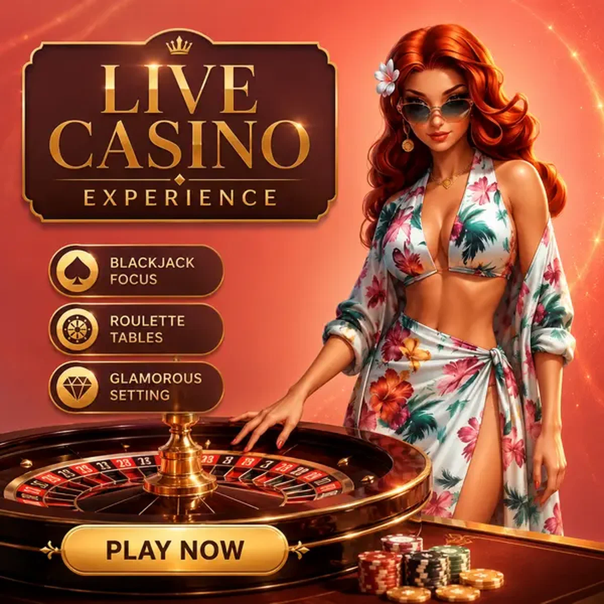 Live dealer elegantly spinning roulette wheel at Gambloria Casino Games studio
