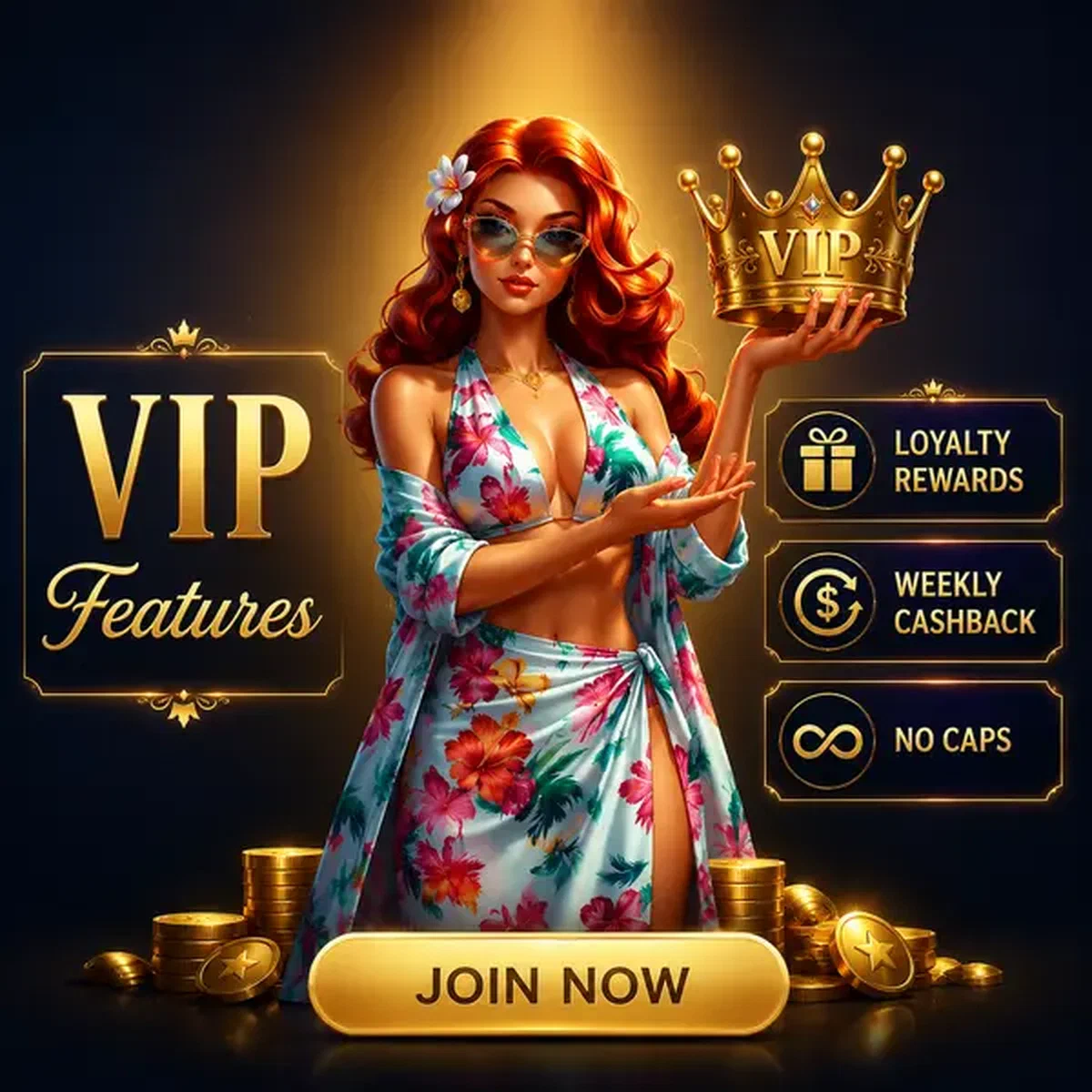 VIP player presenting golden crown at Gambloria app showcase