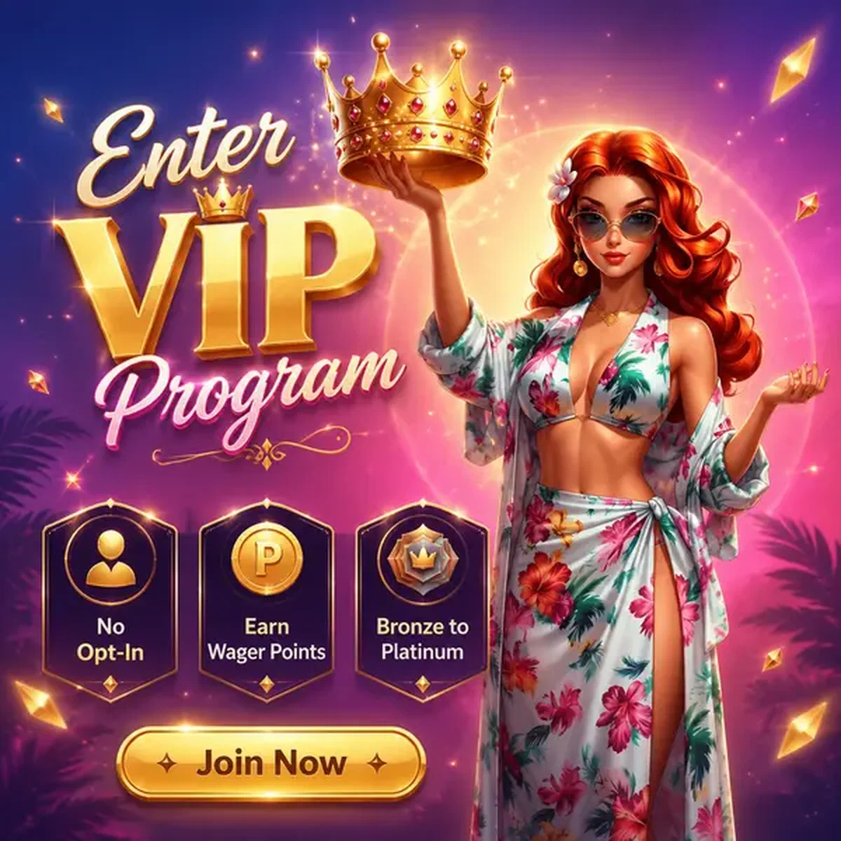 Elegant woman verifying identity while revealing golden crown at Gambloria VIP entrance